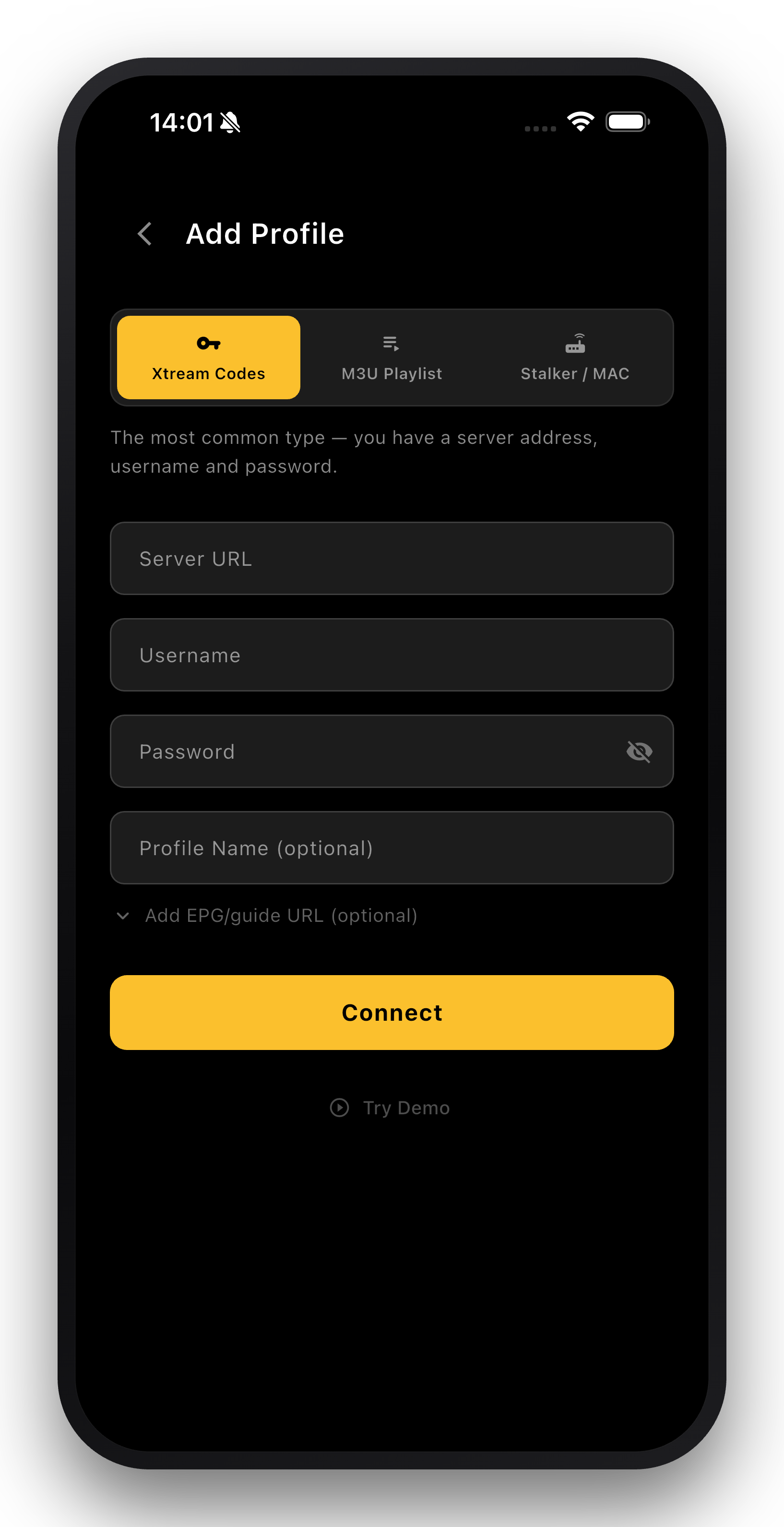 Add profile screen